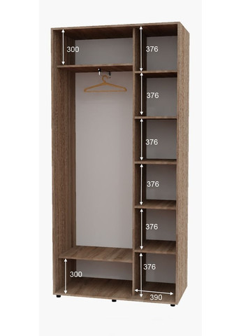 Шкаф-купе двухдверный 120*45*230 см Дуб Сонома трюфель 2 двери Зеркало Алекса (360478222)