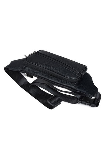 Зручна повсякденна сумка-бананка з натуральної чорної шкіри на блискавці Qvant 202 - Чорного кольору Tiding Бананка (366889777)