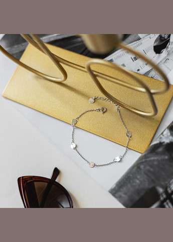 Браслет серебряный на ногу Монетки на тонкой цепочке No Brand (354721493)