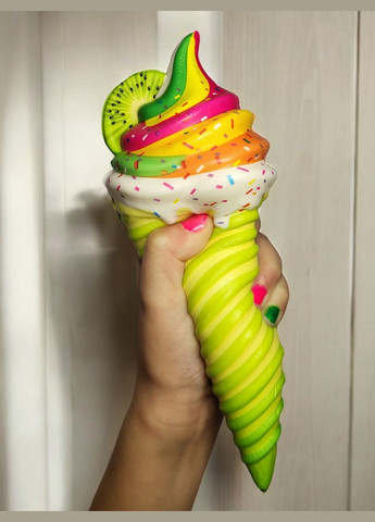 Игрушка антистресс сквиш (Squishy) Мороженое рожок зеленый микс 20см No Brand (314808394)