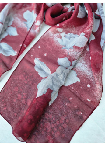 Шарф жіночий літо-весна-осінь у сірі квіти 152х34 см No Brand (361064663)