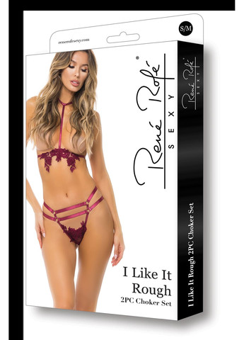 Комплект белья I LIKE IT ROUGH 2PC CHOKER SET BURGUNDY, Rene Rofe (347315152)