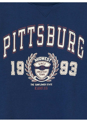 Синій світшот фліс,синій з принтом, Kiabi (356172075)