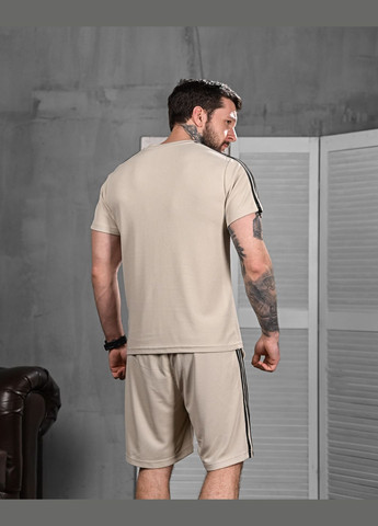 Мужской летний костюм Adidas шорты+футболка бежевый Freedom (332980448)