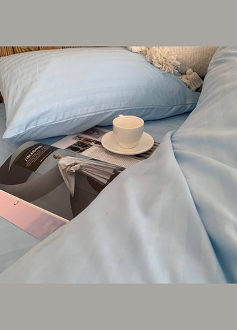 Семейный КПБ микро страйп сатин "Голубой" (145х210, 70х70) Glav Textile (297365328)