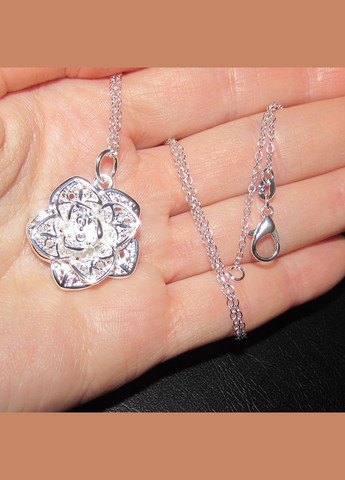 Посріблена підвіска 925 кулон ажурна квітка на ланцюзі, 5647 Fashion Jewelry (338431267)