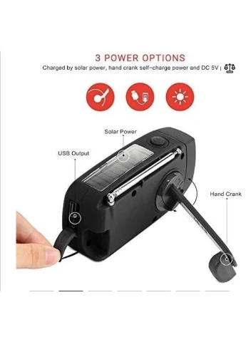 Аварийное радио Wopker XSY-350 20000mAh с солнечной панелью, пауэрбанком и фонарем No Brand (391477766)