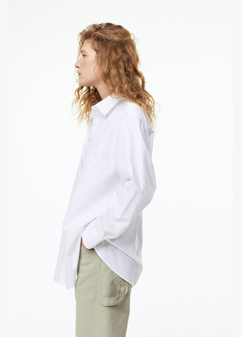 Белая повседневный рубашка однотонная H&M