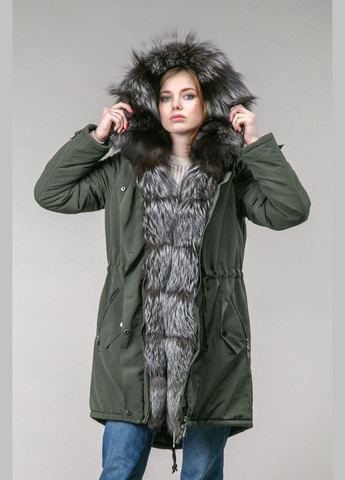 Парка хаки с мехом чернобурки Chicly Furs (285739611)