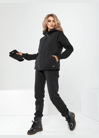 Жіночий прогулянковий трикотажний костюм четвірка чорний р.46/48 376951 New Trend (285711344)