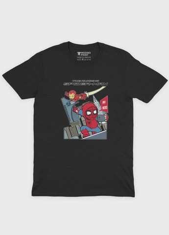 Черная летняя мужская футболка с принтом супергероя - человек-паук (ts001-1-bl-006-014-074-f) Modno