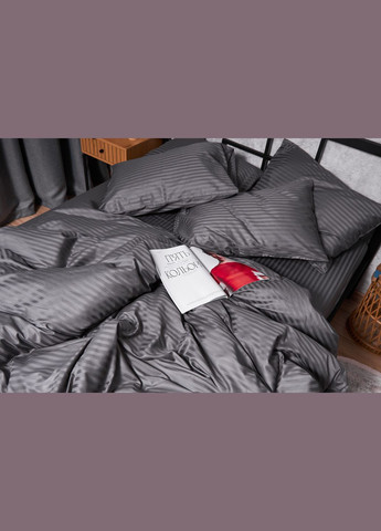 Комплект постельного белья Satin Stripe двуспальный 175х210 наволочки 2х70х70 (MS-820003682) Moon&Star Stripe Black (288043976)