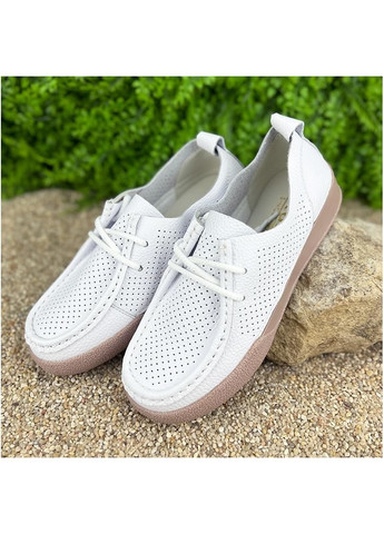 Белые жiночi перфорованi мокасини шкiрянi е-007035-2 бiлi Kadisailun