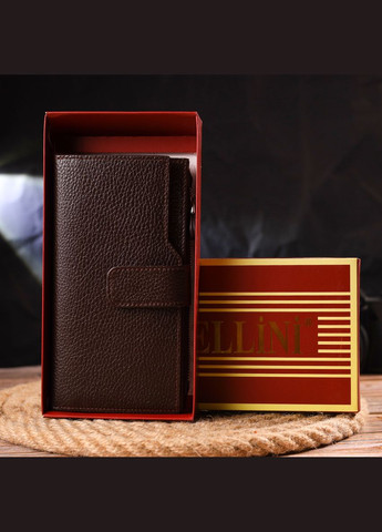 Жіночий гаманець із натуральної шкіри з монетницею 21642 Коричневий Canpellini (306881578)