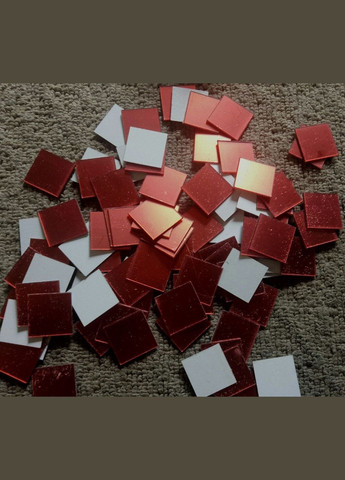 Зеркальные пластиковые наклейки квадратики Красный 2 х 2 см 75 шт Б235 No Brand (302241993)