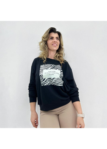 Черный женский свитшот с анималистичным принтом Fashion (360603312)