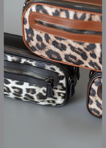 Сумка женская Кросс боди функциональная коричневая леопард из экокожи NIUNIU (340239664)