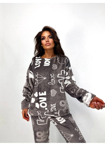 Бежевая пижама махра двухсторонняя шлифованная турецкая, кофта и брюки Україна