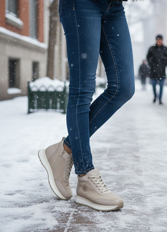 Кросівки жіночі зимові з натуральної шкіри та замші на хутрі Zlett 2501Х бежеві зими (366546031)