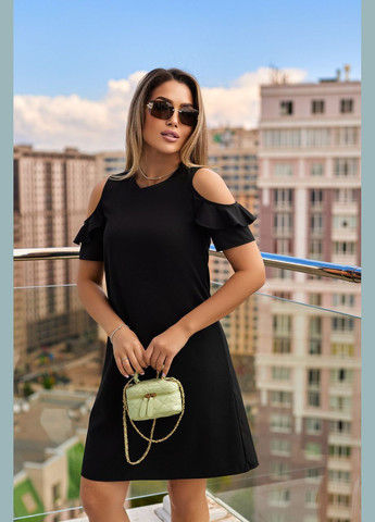 Чорна літня сукня жіноча з вирізами на рукавах Fashion Girl