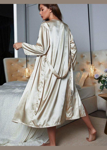 Бронзовая всесезон атласный пижамный комплект халат и рубашка с бретелями (регулируються) celebrations бронзовый No Brand Святковий