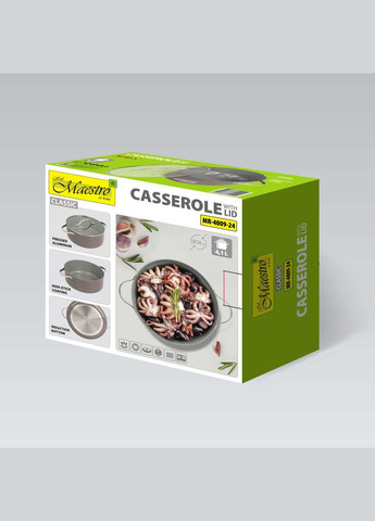 Кастрюля с антипригарным покрытием и крышкой 4.1 л, 24 см (MR-4009-24) Maestro (334006340)