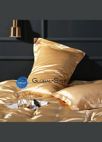 Атласное постельное белье Морская Волна + Золотые наволочки 200*220 Moka textile (389540816)