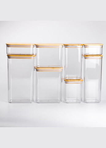 Набір банок для сипучих продуктів 8 штук з бамбуковою кришкою Yiwu (325686388)