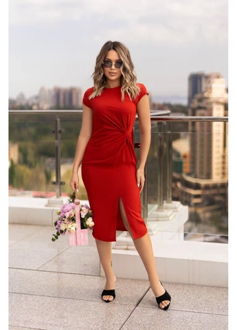 Терракотовое кэжуал платье Fashion Girl