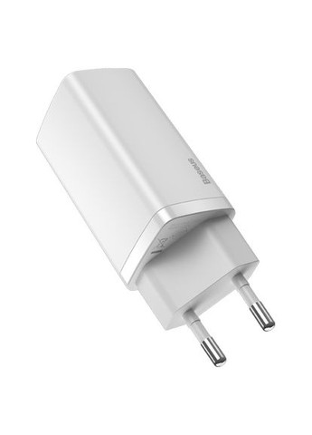 Зарядное устройство (CCGAN2L-B02) Baseus 2xUSB 65W GaN (USB-C+USB-A) white (370014842)