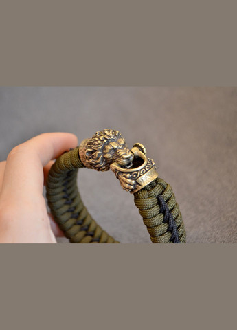 Браслет із паракорду з Львом із латуні ручного плетіння Вузличне під замовлення + брелок у подарунок No Brand (341738918)