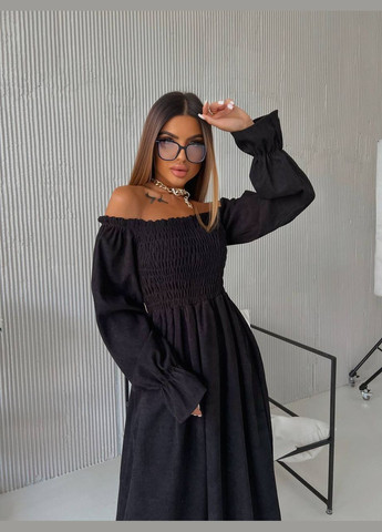 Чорна сукня вельвет на резинці No Brand