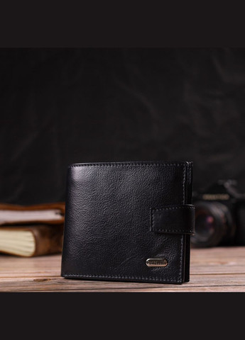 Зручний чоловічий гаманець з натуральної гладкої шкіри 21877 Чорний Canpellini (298571580)