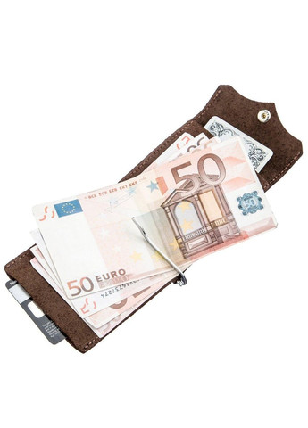 Солідний шкіряний Затискач для грошей 11197 Коричневий Grande Pelle (317276249)