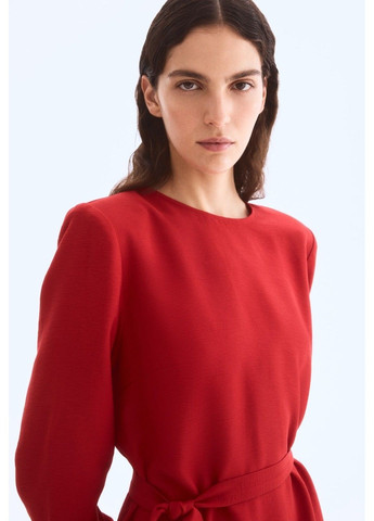 Красное коктейльное женское платье с поясом н&м (58586) xs красное H&M