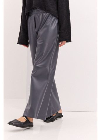 Женские брюки из экокожи серые с горизонтальными швами Arjen (361056675)