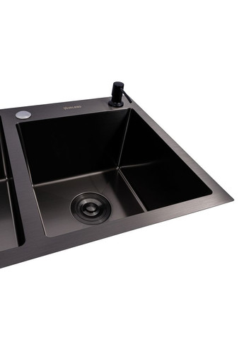 Кухонна мийка 78*43 PVD чорна на дві чаші Handmade (3.0/0.8) Valeso (353746868)