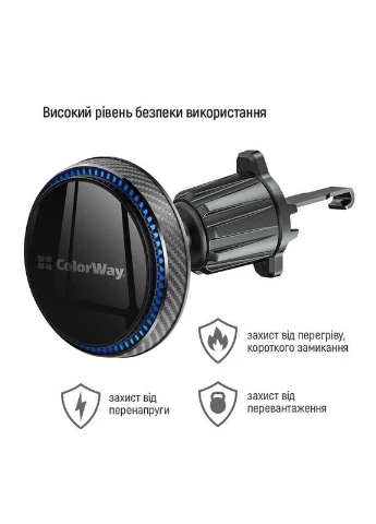 Бездротовий зарядний пристрій СolorWay MagSafe 360° Air Vent 15W Black (CW-CHMW041Q-BK) Colorway (336959616)