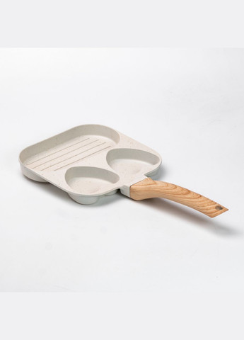 Сковорода квадратная порционная на 3 секции с антипригарным покрытием бежевая Breakfast (315637190)