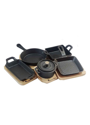 Сковорода чавунна міні з сервер. дошкою Cook & share, 13,7 см, квадратна (BGMP-3808-4) Masterpro (370641766)