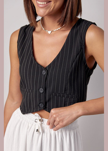 Короткий жіночий жилет у смужку на гудзиках Lurex (297682535)