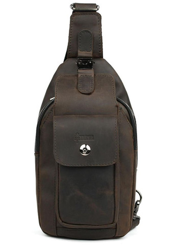 Сумка слінг через плече чоловіча шкіряна Коричневий 35676 TARWA (334285433)