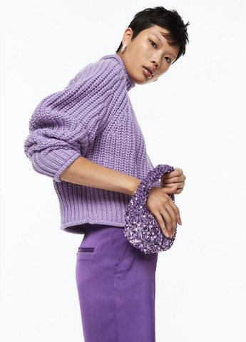 Фіолетовий демісезонний пуловер з м'якого трикотажу H&M