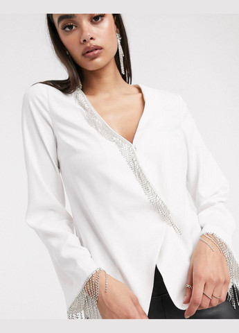 Белая блуза с бахромой из камней Asos