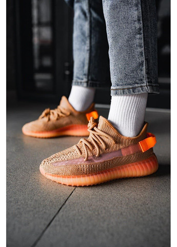 Помаранчеві Осінні кросівки чоловічі adidas yeezy boost 350 v2 clay адідас ізі буст No Brand