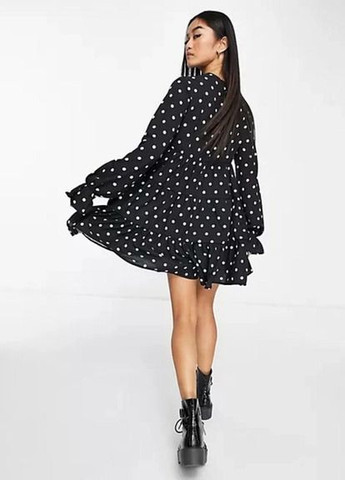 Сукня-комбінезон Asos 113559181 комбінезон-шорти горошок чорно-білий коктейльний поліестер