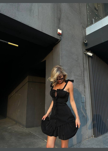 Черное повседневный, кэжуал платье No Brand однотонное