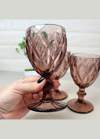 Розовые винные кубки из цветного стекла "Рубин" 6 шт 320 мл No Brand (366818148)