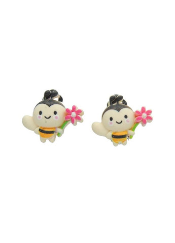 Клипсы серьги детские для ушей без пробивания уха Веселая пчелка с цветочком Liresmina Jewelry (285111022)