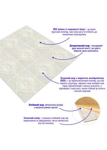 Самоклеюча декоративна настінно-стельова 3D панель квітка 700x700x5.5мм (163) SW-00000184 No Brand (328579157)